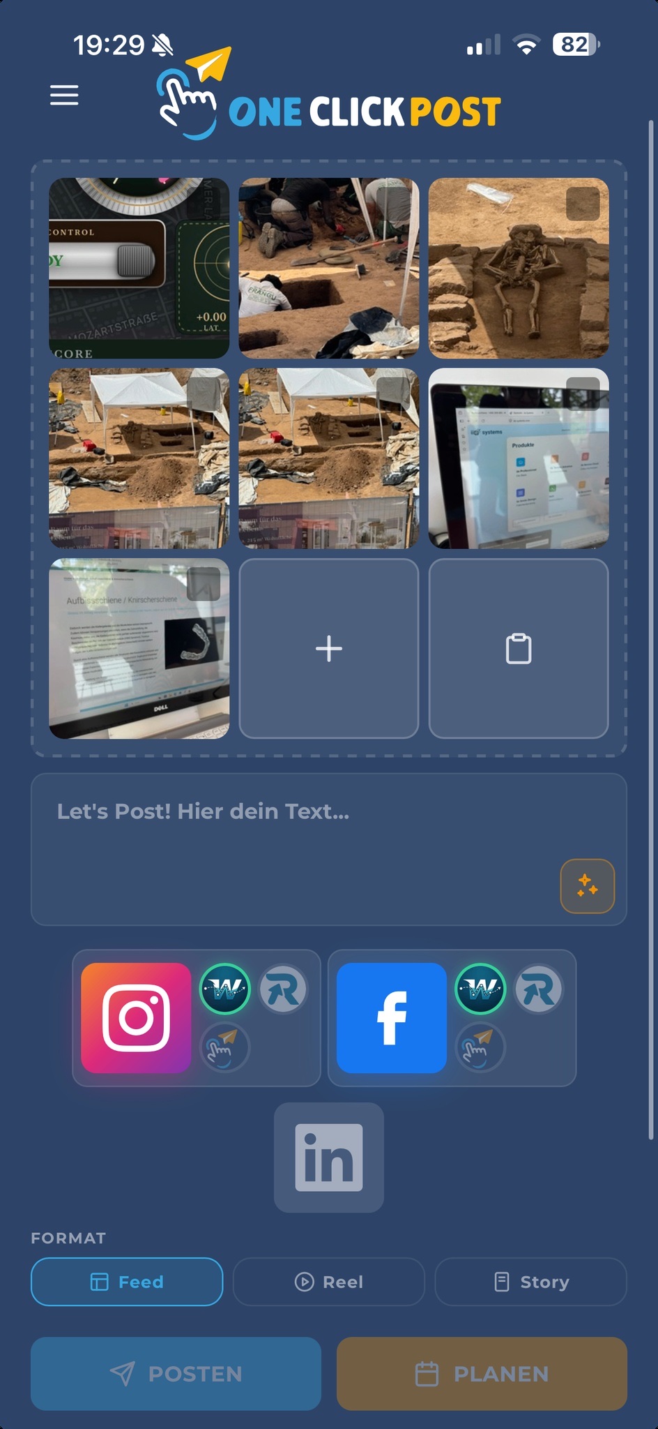 OneClick Post App – Dashboard